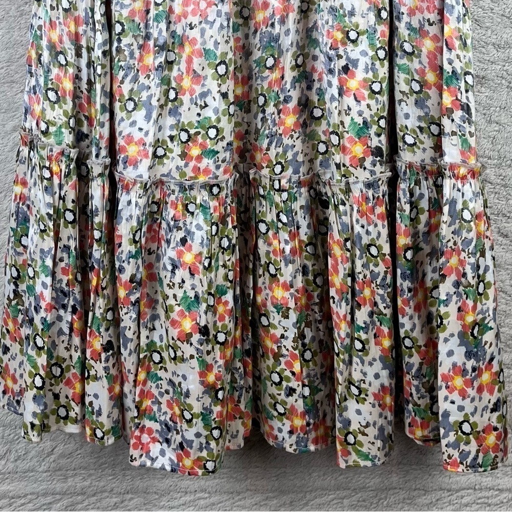 MOODIE Cottagecore Floral Maxi Skirt Tiered Boho Elastic Waist Peasant Country - Picture 4 of 10